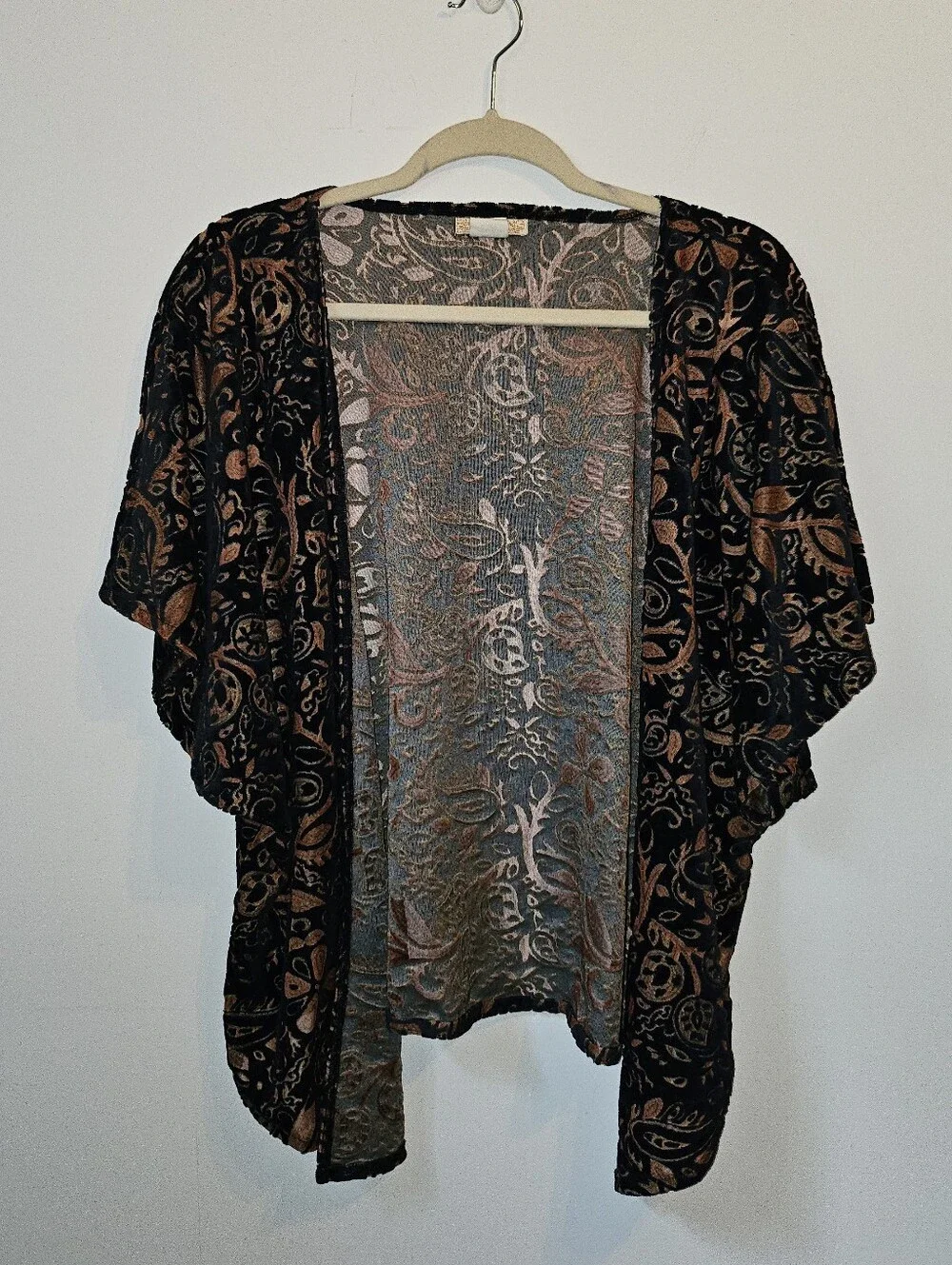 Billabong Black and Orange Sheer Short Sleeve Cover Up Medium